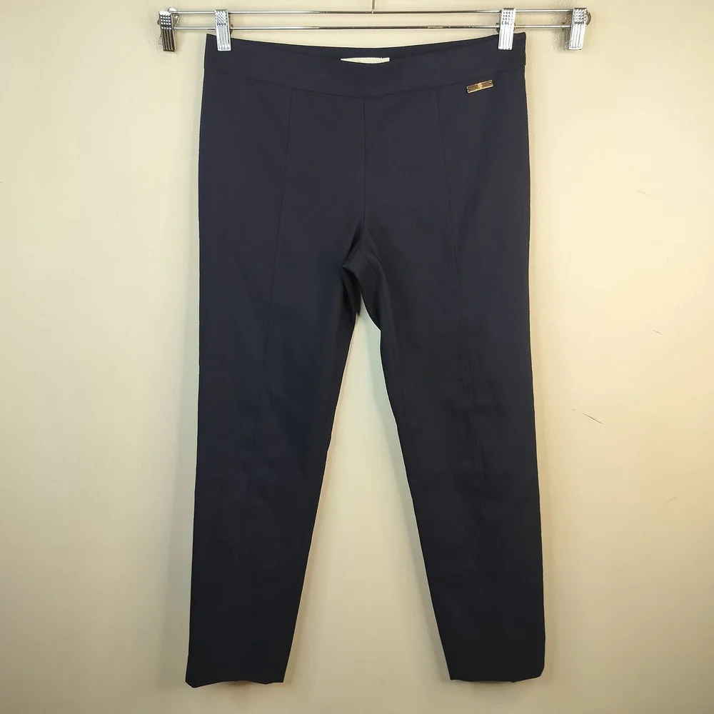 Tory Burch Ankle Pants 6 Womens Career Office Cotton Stretch Navy Blue